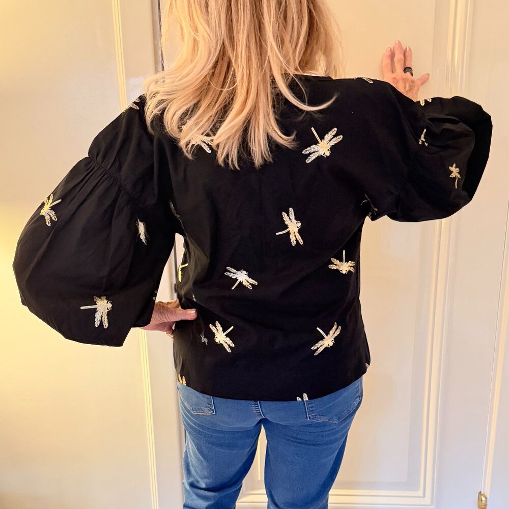 CYNTHIA ROWLEY GENEVA COTTON BLOUSE - SIZE SMALL